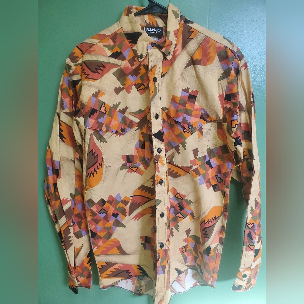 Banjo Men's Multicolor Casual Button Down Shirt